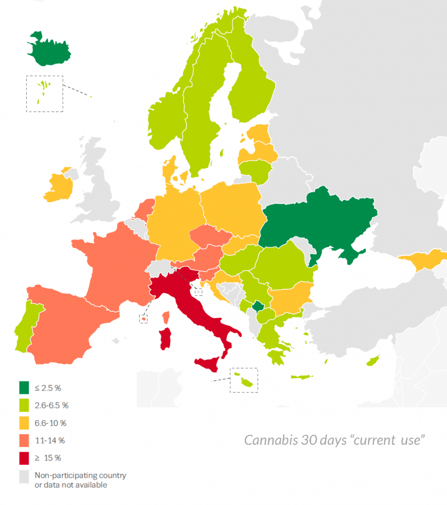 Karta över användningen av cannabis